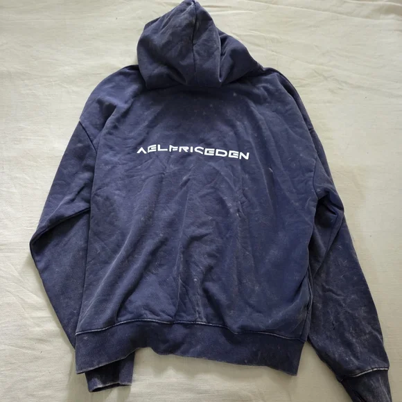 Aelfric Eden Blue and Pink Star Slouchy Hoodie Womens Small Medium Oversized